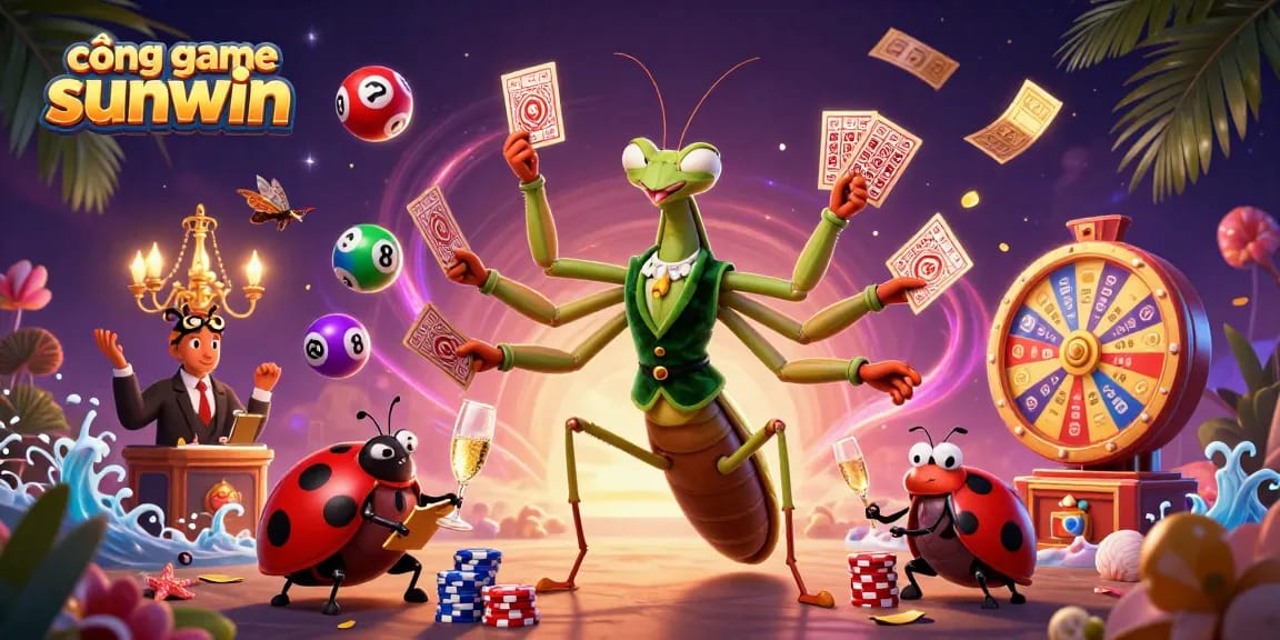 Engage with cổng game sunwin's vibrant gaming world, featuring a dynamic casino scene with animated characters.