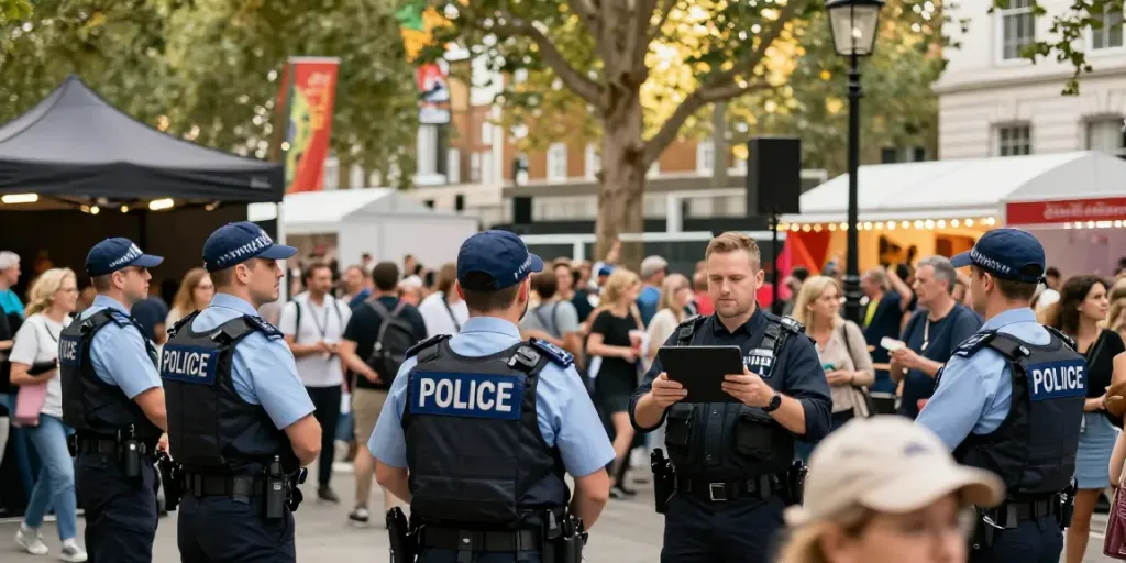 Security Services by trusted professionals at a community event in London.