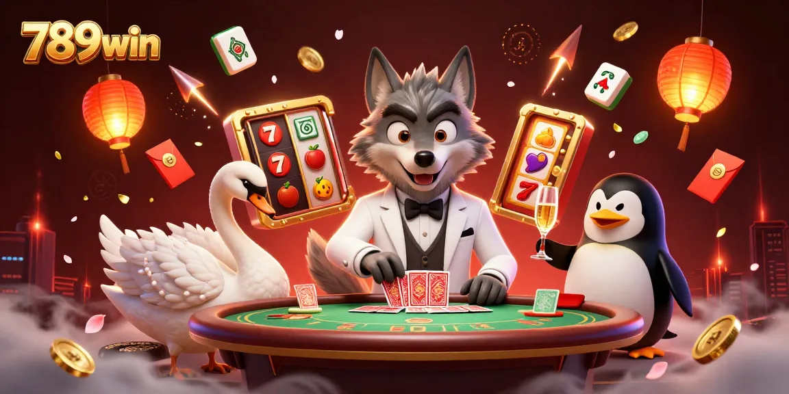Engage in thrilling gameplay with 789win at a baccarat table surrounded by vibrant casino elements.