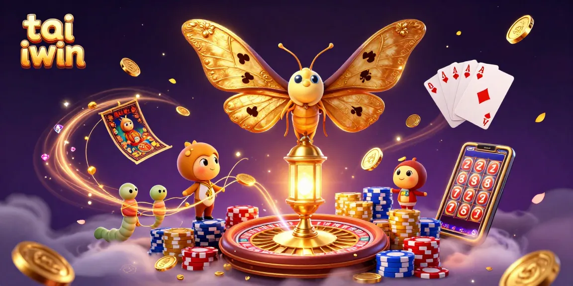 Spin to win with tai iwin's enchanting casino-themed illustration filled with gold and excitement.