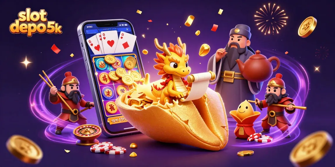 Engage with slot depo 5K by spinning colorful slot games and winning coins amidst dragon guardians and golden treasures.
