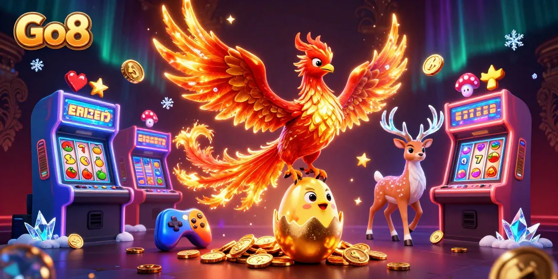 Experience the excitement of Go8 with a vibrant 3D casino scene showcasing dynamic gaming elements.
